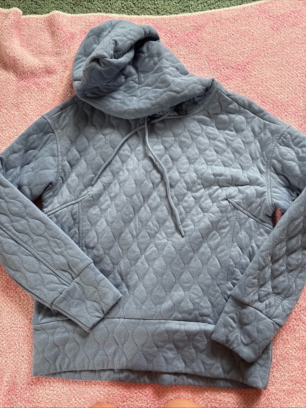 RBX Women's Size Small Blue Quilt Pattern Hoodie Long Sleeve